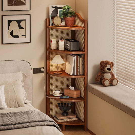 Chic Bamboo Corner Bookshelf