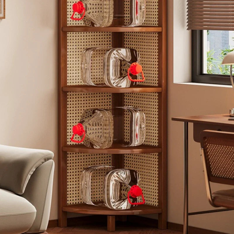 Chic Bamboo Corner Bookshelf